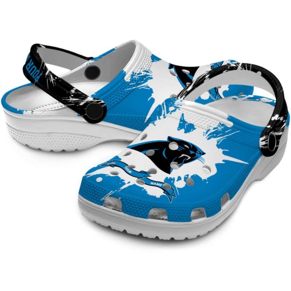 Custom Carolina Panthers Splatter Pattern Crocs Latest Model