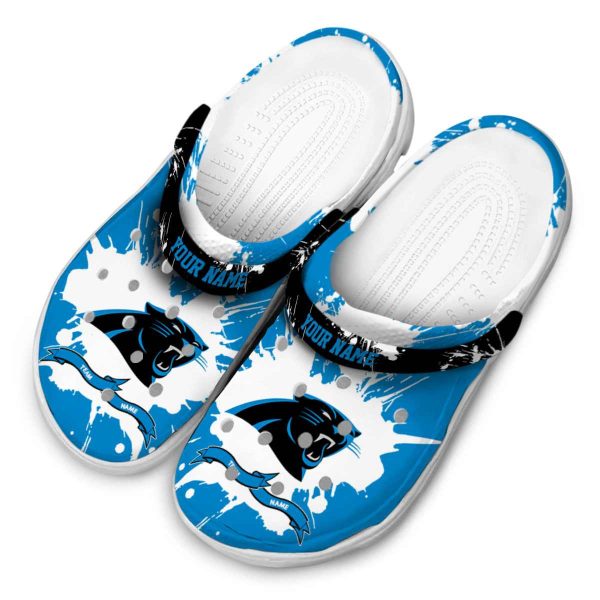Custom Carolina Panthers Splatter Pattern Crocs Trendy
