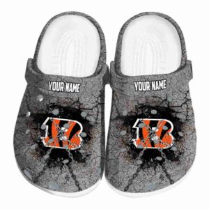 Custom Cincinnati Bengals Cracked Ground Texture Crocs Best selling