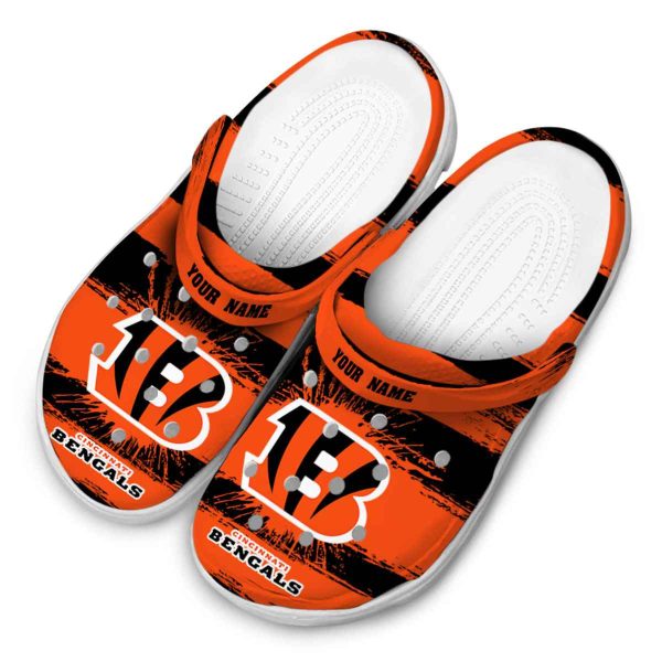 Custom Cincinnati Bengals Paint Splatter Graphics Crocs Trendy