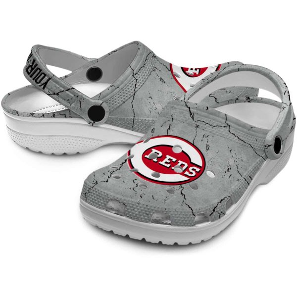 Custom Cincinnati Reds Cracked Texture Crocs Latest Model