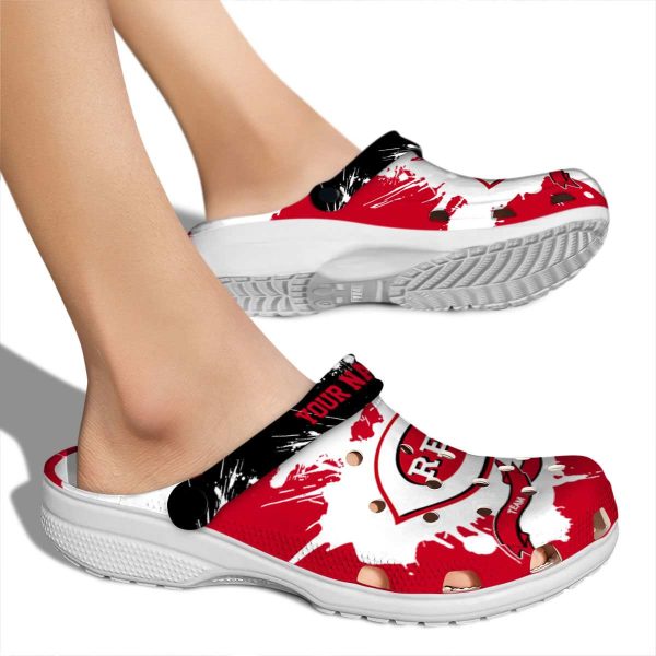Custom Cincinnati Reds Splatter Pattern Crocs High quality