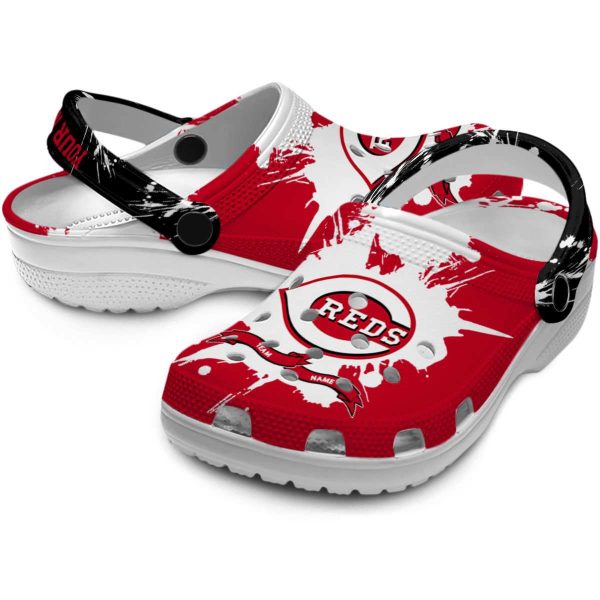 Custom Cincinnati Reds Splatter Pattern Crocs Latest Model