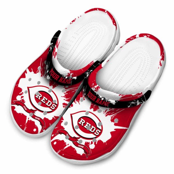 Custom Cincinnati Reds Splatter Pattern Crocs Trendy