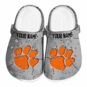 Custom Clemson Tigers Cracked Texture Crocs Best selling