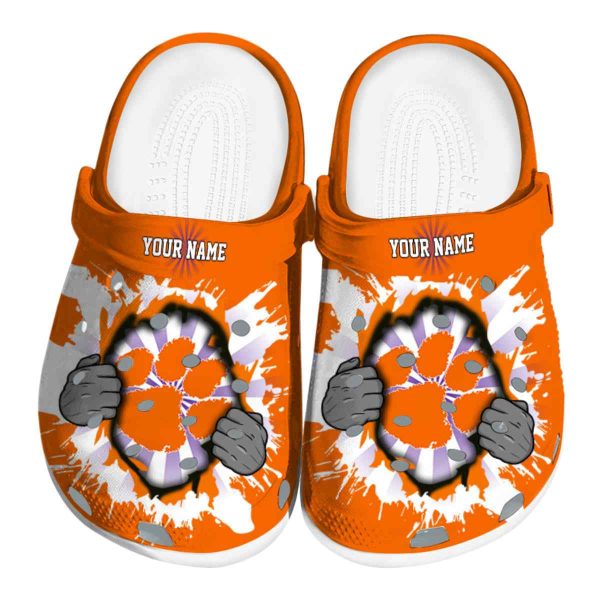 Custom Clemson Tigers Gripping Hand Crocs Best selling