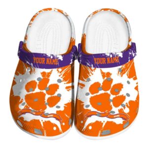 Custom Clemson Tigers Splatter Pattern Crocs Best selling