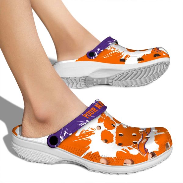 Custom Clemson Tigers Splatter Pattern Crocs High quality