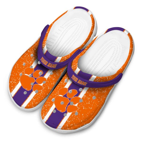 Custom Clemson Tigers Vertical Stripes Crocs Trendy