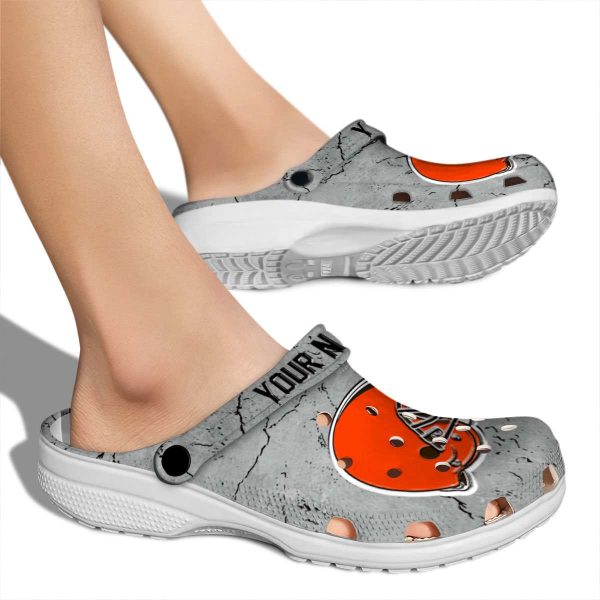 Custom Cleveland Browns Cracked Texture Crocs High quality
