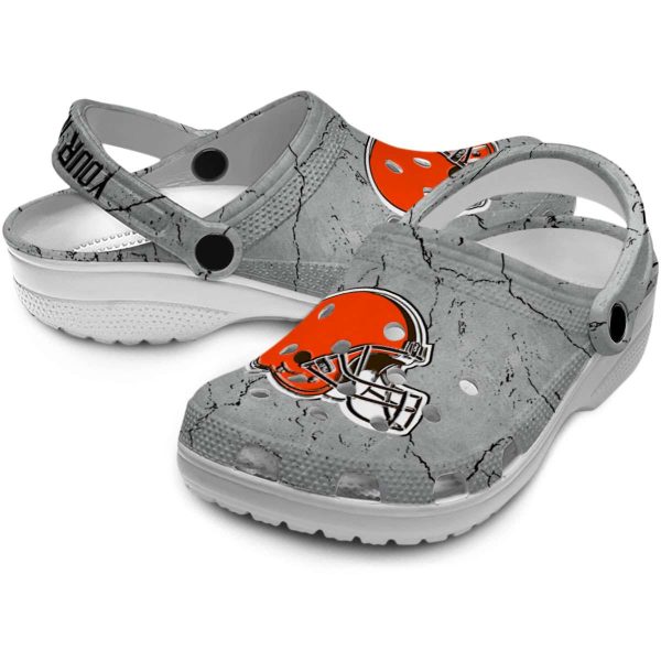 Custom Cleveland Browns Cracked Texture Crocs Latest Model