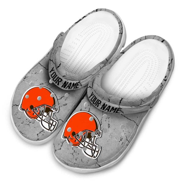 Custom Cleveland Browns Cracked Texture Crocs Trendy
