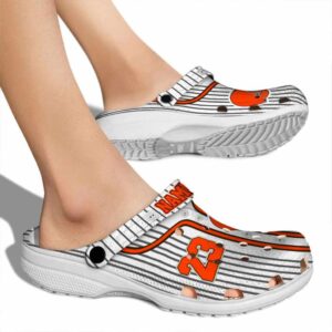 Custom Cleveland Browns Pinstripe Pattern Crocs High quality