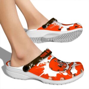 Custom Cleveland Browns Splatter Pattern Crocs High quality