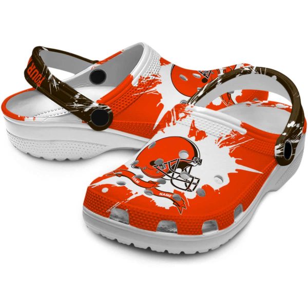Custom Cleveland Browns Splatter Pattern Crocs Latest Model