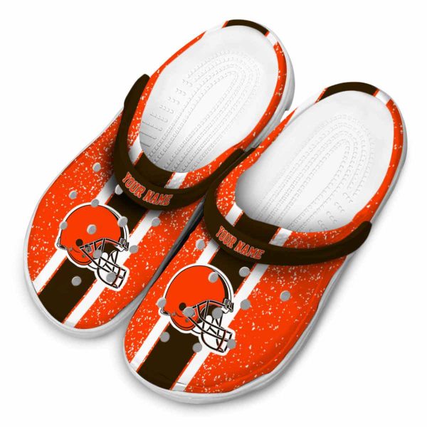 Custom Cleveland Browns Vertical Stripes Crocs Trendy