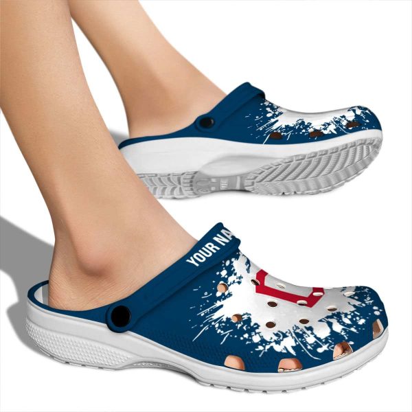 Custom Cleveland Guardians Splatter Background Crocs High quality