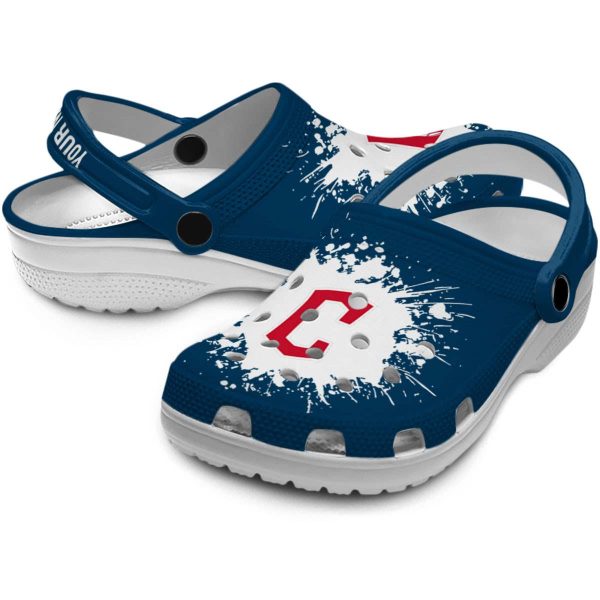 Custom Cleveland Guardians Splatter Background Crocs Latest Model