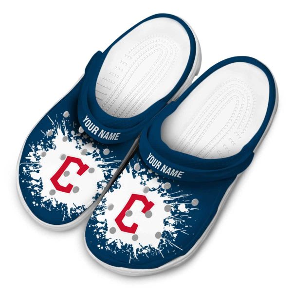 Custom Cleveland Guardians Splatter Background Crocs Trendy