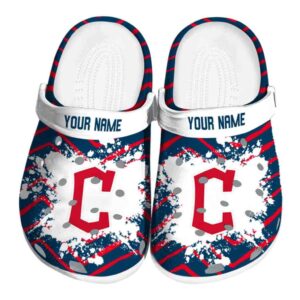 Custom Cleveland Guardians Zigzag Paint Burst Crocs Best selling