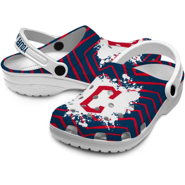 Custom Cleveland Guardians Zigzag Paint Burst Crocs Latest Model