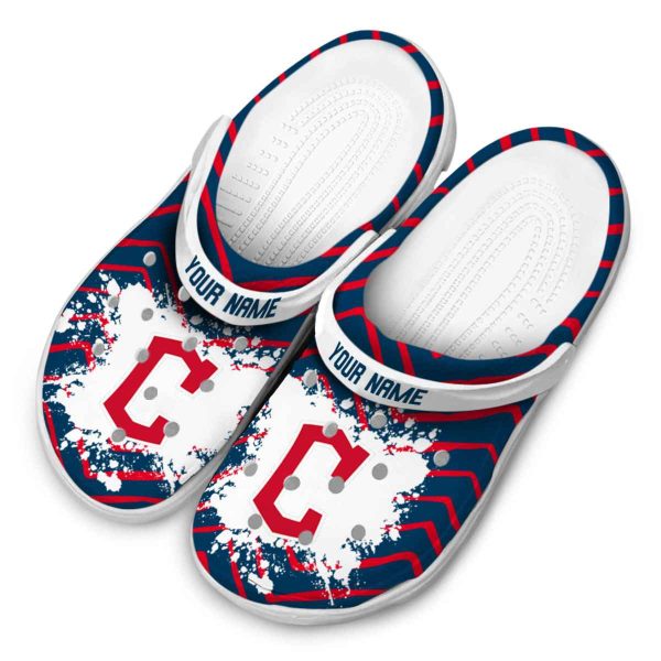 Custom Cleveland Guardians Zigzag Paint Burst Crocs Trendy