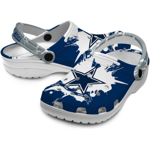 Custom Dallas Cowboys Splatter Pattern Crocs Latest Model