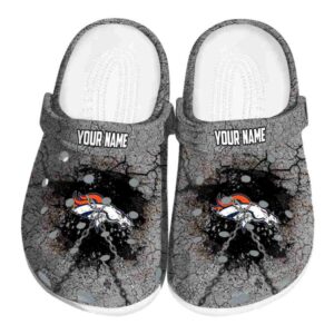Custom Denver Broncos Cracked Ground Texture Crocs Best selling
