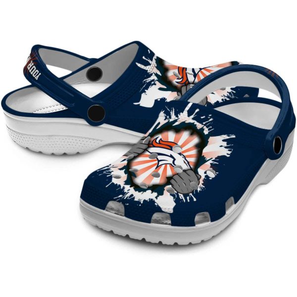 Custom Denver Broncos Gripping Hand Crocs Latest Model
