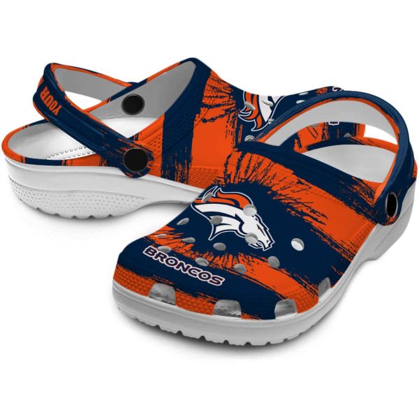 Custom Denver Broncos Paint Splatter Graphics Crocs Latest Model