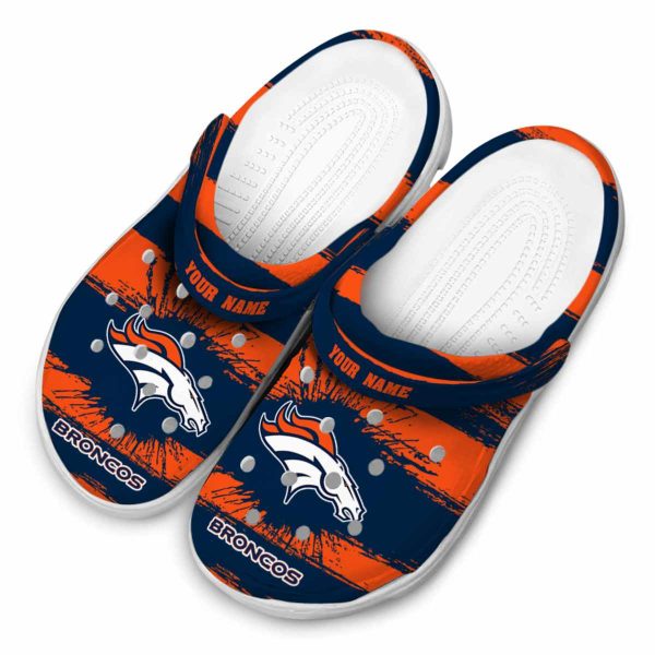 Custom Denver Broncos Paint Splatter Graphics Crocs Trendy
