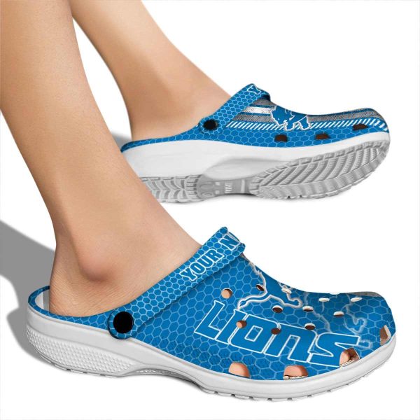 Custom Detroit Lions Contrasting Stripes Crocs High quality
