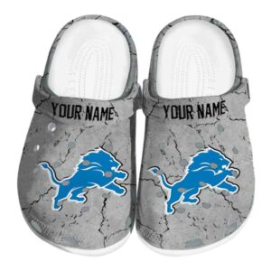 Custom Detroit Lions Cracked Texture Crocs Best selling