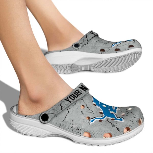 Custom Detroit Lions Cracked Texture Crocs High quality