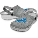 Custom Detroit Lions Cracked Texture Crocs Best selling