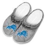 Custom Detroit Lions Cracked Texture Crocs Best selling