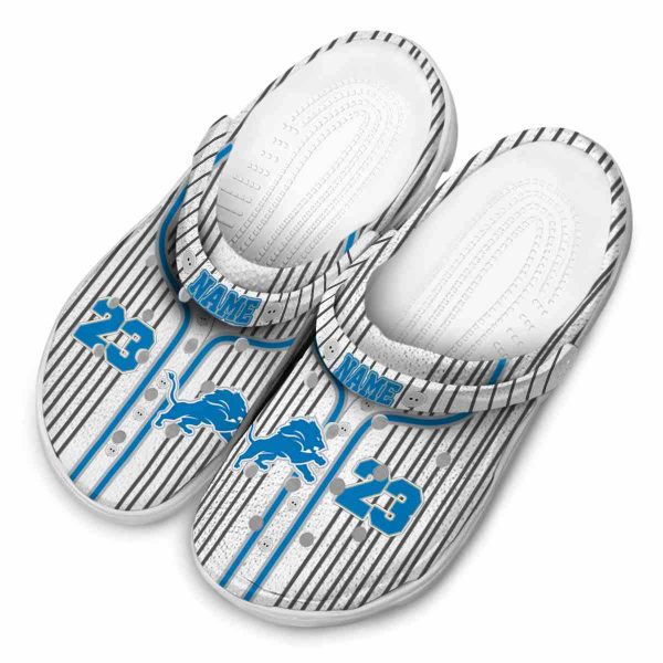 Custom Detroit Lions Pinstripe Pattern Crocs Trendy
