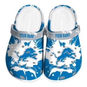 Custom Detroit Lions Splatter Pattern Crocs Best selling