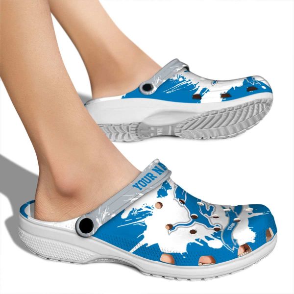 Custom Detroit Lions Splatter Pattern Crocs High quality