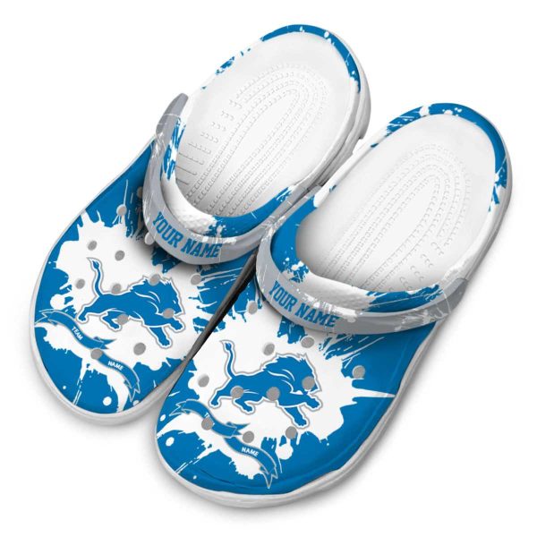 Custom Detroit Lions Splatter Pattern Crocs Trendy