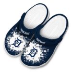 Custom Detroit Tigers Splatter Background Crocs Best selling
