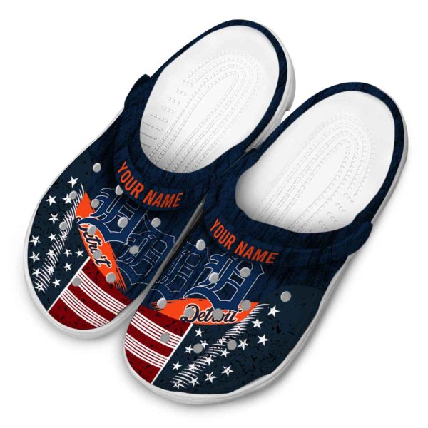Custom Detroit Tigers Star Spangled Side Pattern Crocs Trendy