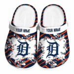Custom Detroit Tigers Zigzag Paint Burst Crocs Best selling