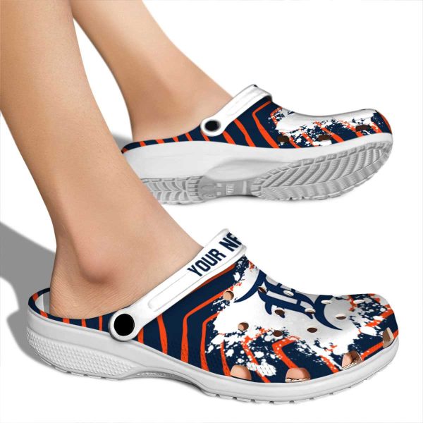 Custom Detroit Tigers Zigzag Paint Burst Crocs High quality