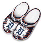 Custom Detroit Tigers Zigzag Paint Burst Crocs Best selling