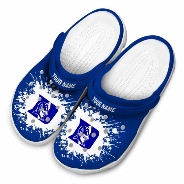 Custom Duke Blue Devils Splatter Background Crocs Trendy