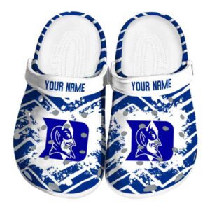 Custom Duke Blue Devils Zigzag Paint Burst Crocs Best selling