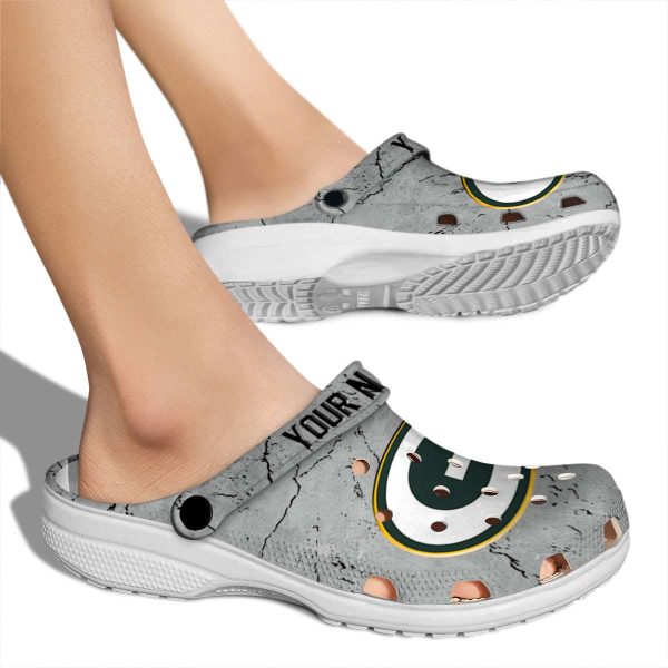 Custom Green Bay Packers Cracked Texture Crocs High quality