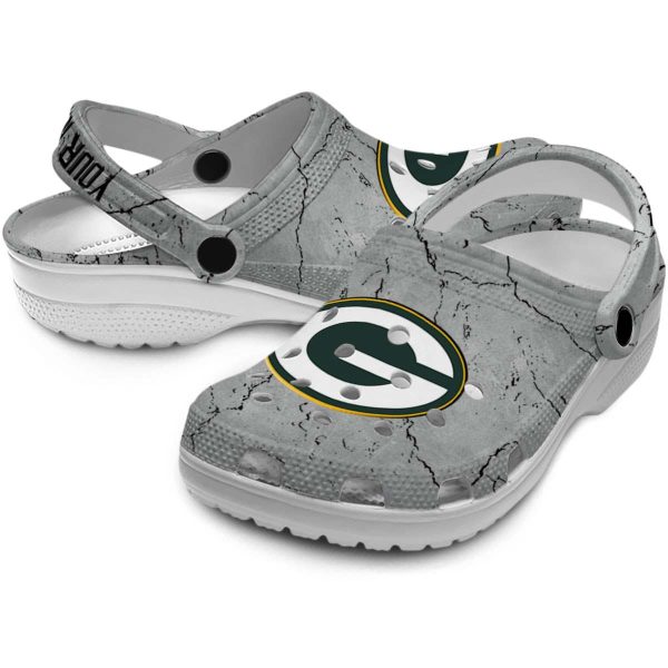 Custom Green Bay Packers Cracked Texture Crocs Latest Model