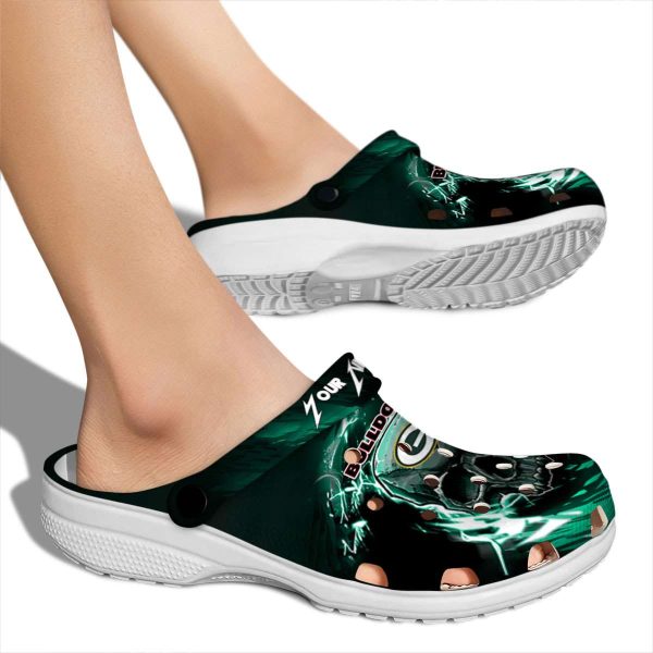 Custom Green Bay Packers Gothic Skull Crocs High quality